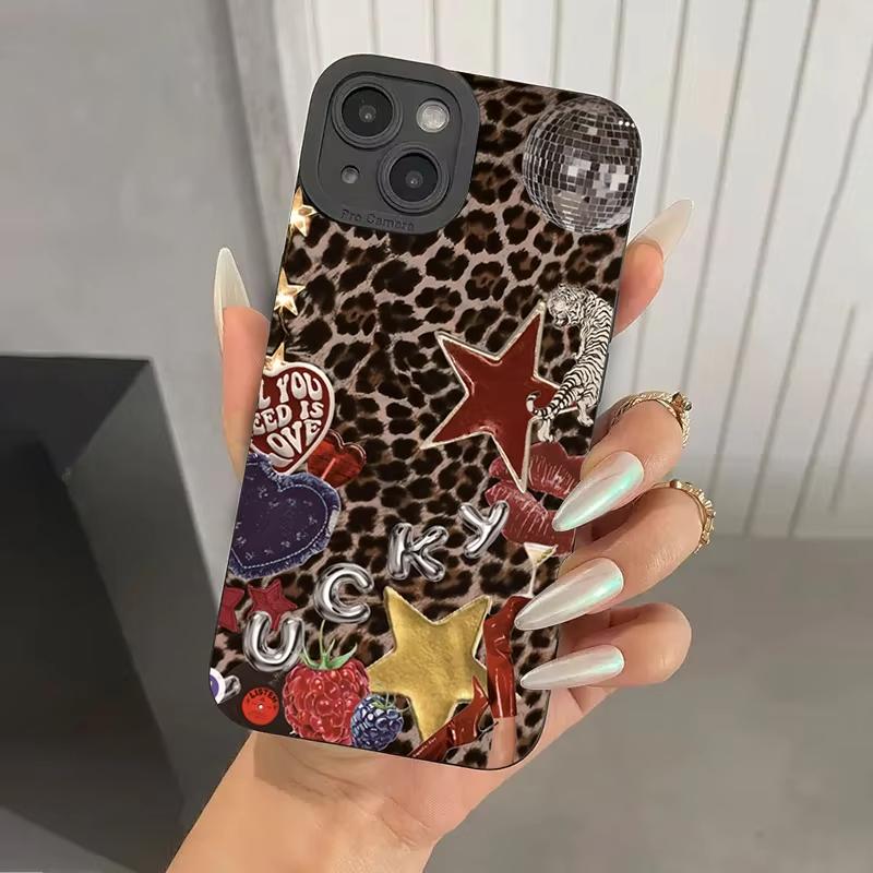 Чехол для телефона с винтажным леопардовым узором "Звезда" для iPhone 17 16 15 14 13 12 11 Pro Max Plus Mini 17 Air 16E XS X XR Мягкий чехол