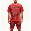 Summer Y2K Vintage Punk Graphic Printed Round Neck Short Sleeved T-Shirt And Shorts Set Men's and Women's T-shirt Shorts Set