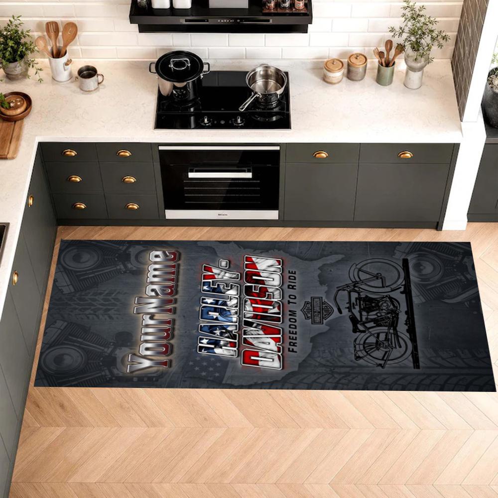 Harleydavidson Motorcycles Customize Your Name Kitchen Rug Runner Rug Laundry Mat Hallway Entryway The Best Gift Choice