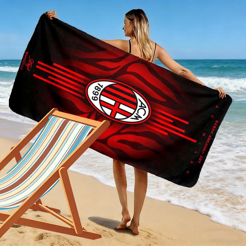 AC Milan Print Beach Towel, Large Soft Quick Dry Towel for Beach Camping Swimming