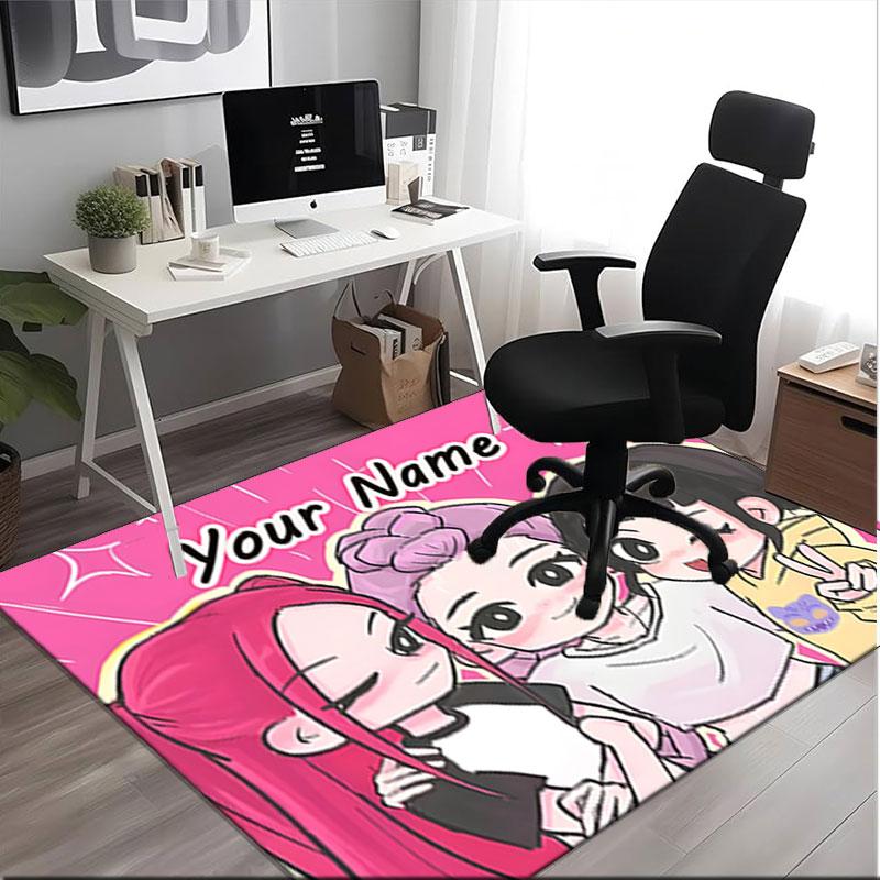 1PC Custom Name "Friendship Fun" Theme Floor Mat Ideal for Living Room, Game Rooms, Office, Bedroom,Floor Mat Playful Design