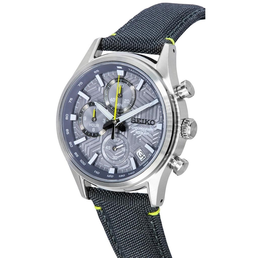 Seiko Концептуальный хронограф с нейлоновым ремешком, серый циферблат, кварцевые часы SSB423P1 100M для мужчин