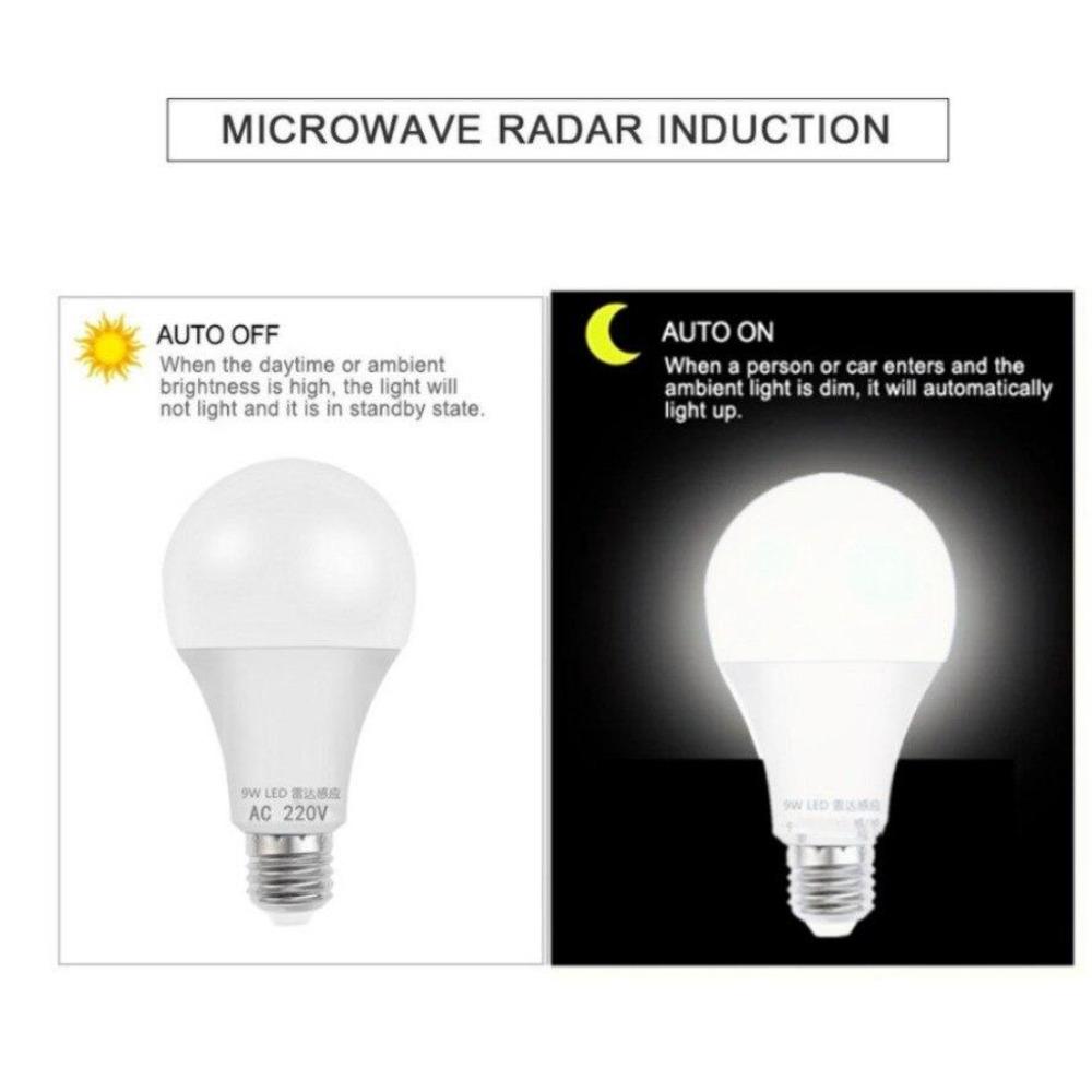 Светодиодная лампа E27 с радарным датчиком движения 5W 7W 9W 12W Энергосберегающая Автоматическое включение/выключение Умное обнаружение Датчик движения Свет 85-265V Полная мощность