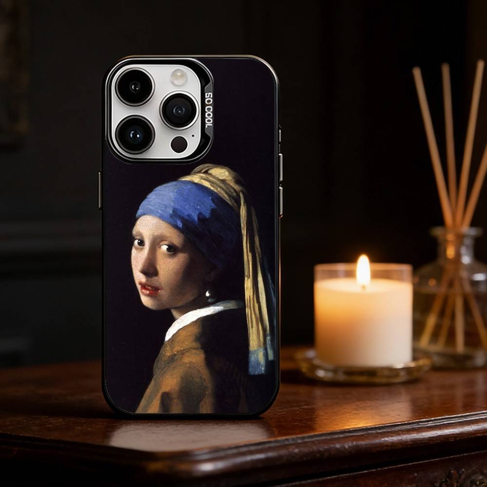 Girl With A Pearl Earring Vermeer Phone Case Color Silver Shell For IPhone 17 16 15 14 13 12 11 Pro Max Plus