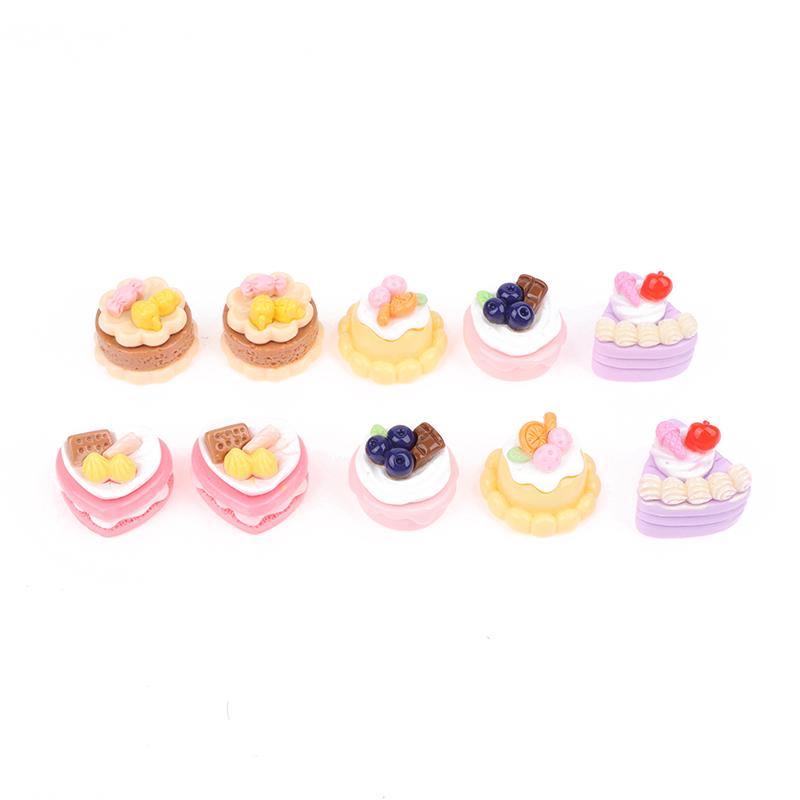 10Pcs Mini Cake Fake Food Mini Figure Miniature Things Dollhouse Items Decorative Accessories