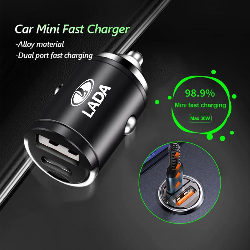 Мини автомобильное зарядное устройство Быстрая зарядка USB Type C Зарядные аксессуары Для Lada 2110 2114 Largus 2112 110 2105 2107 2106 Vesta Niva phgqd66
