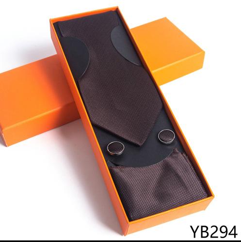 Мужской галстук с квадратной манжетой, подарочный набор в деловой повседневной оранжевой подарочной коробке