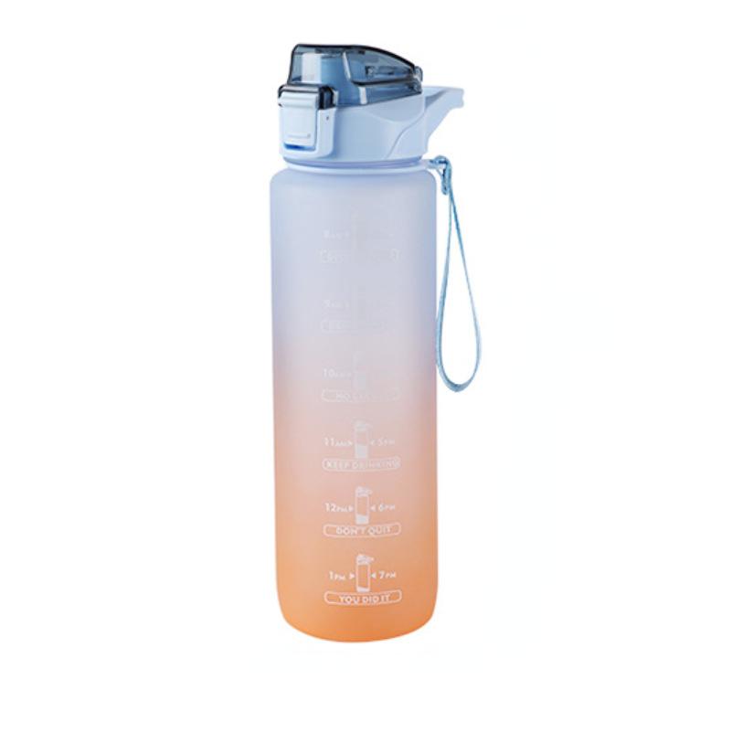 1Pc Larger Sports Water Bottle with Straw and Time Marker Plastic Motivational Water Bottle