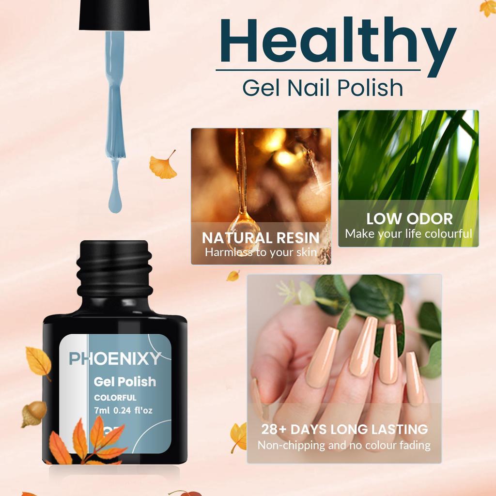 PHOENIXY 10 шт. чистый цвет гель-лак для ногтей яркий для нейл-арта лак база верхнее покрытие светодиодная/УФ-лампа 8 мл набор гелей для лака