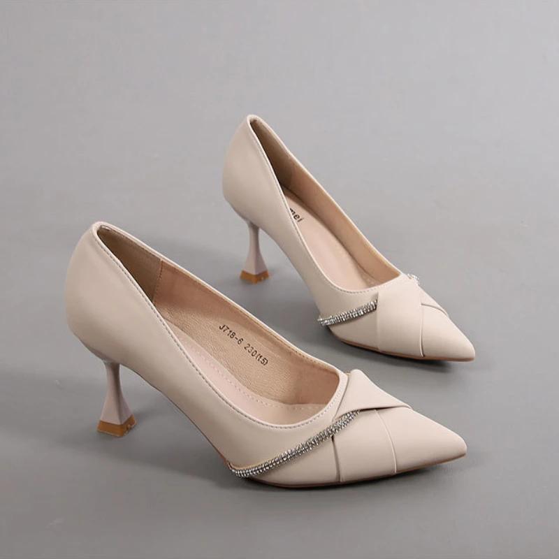 Black Heels Women New Spring Summer and Autumn Versatile Slim Heels Professional Work Single Shoes for Women Womens Shoes