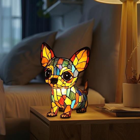 Кошачий светильник Витражное полимерное стекло Ночник Мягкое теплое свечение 3D Светодиодная настольная лампа в виде животного Декор для спальни