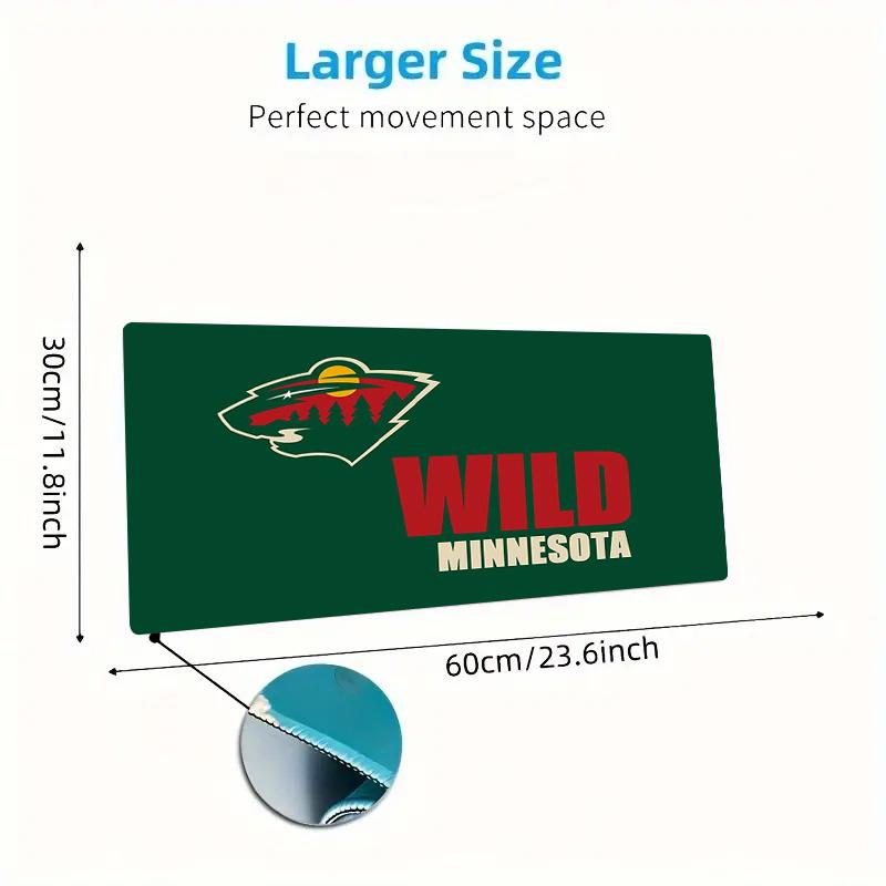 Коврик для мыши с логотипом Minnesota Wild, большой, для игровой поверхности стола, нескользящий, для ноутбука, планшета, большой коврик для мыши XXL, коврик для мини-ПК, с заблокированным краем