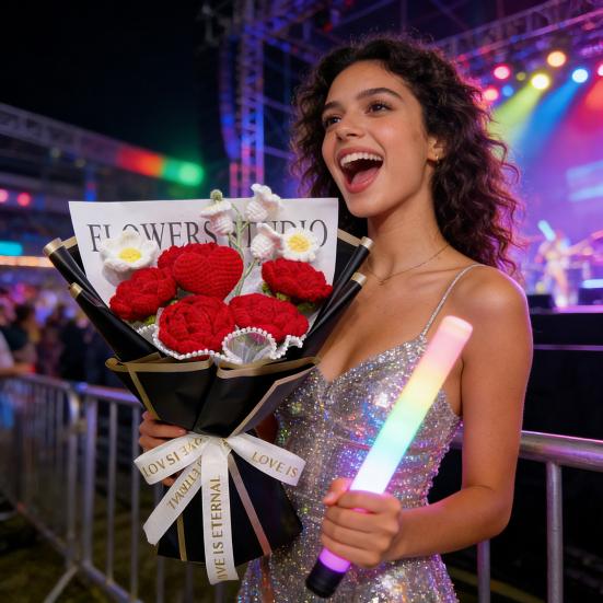 Искусственные цветы Ручная работа Вязаный крючком букет цветов Мягкая хлопковая пряжа Не требует ухода Сердце Роза Цветок Искусственный цветок Свадьбы Юбилеи Домашний декор