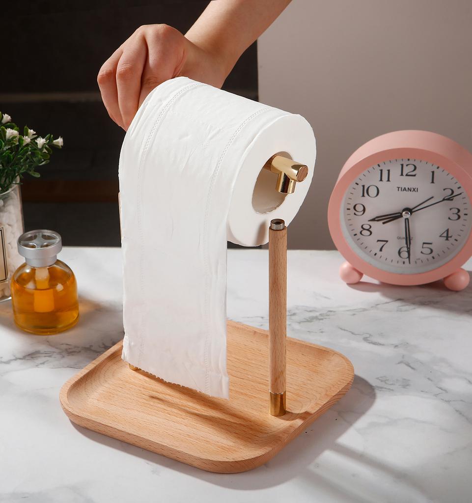 Wooden Tissue Paper Holder Napkin Roll Holder Tableware Tissue Box Storage Desktop Organizer Tableware Supplies