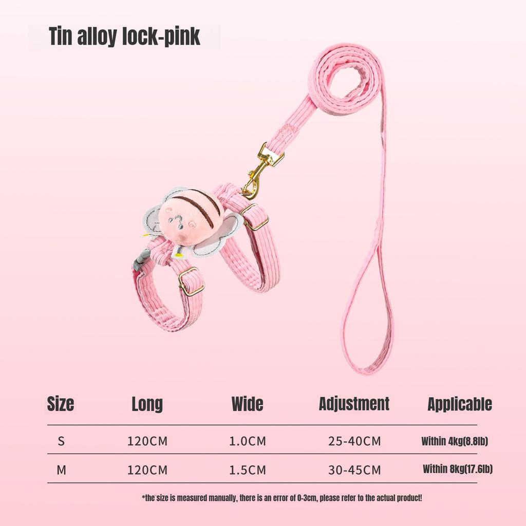 Набор шлейки, поводка и ошейника для кошки, регулируемая мультяшная пчела, двухслойная шлейка для собаки, для маленьких и средних питомцев, аксессуары для ошейника