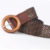 Wild Braided Wooden Buckle Waistband Ladies Dress Cummerbands Weave Waist Band Bohemian Wide Belt