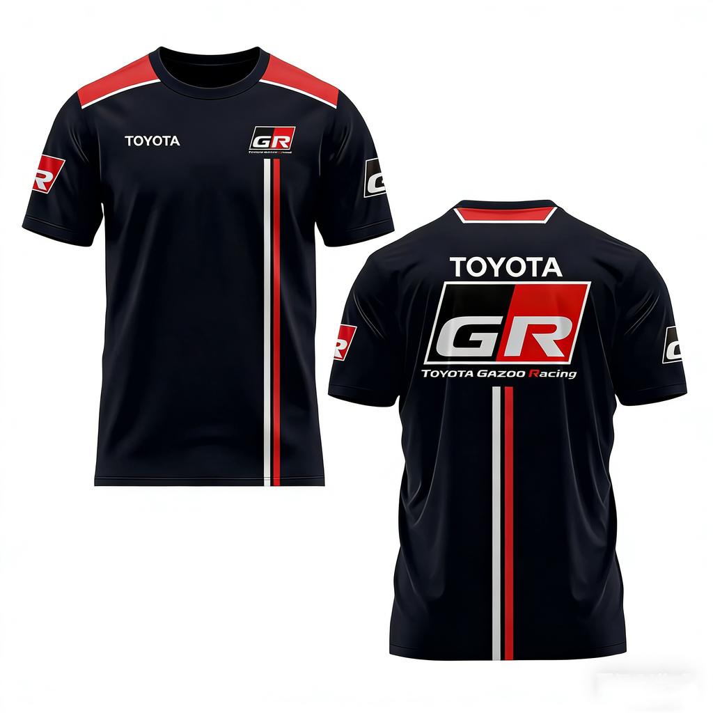 Toyota Logo Racing Round Neck Short Sleeve T-Shirt Casual Fashion Summer Sports Unisex Large Size Top for Men and Women