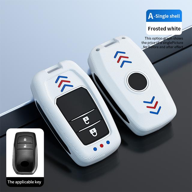 Чехол для ключей автомобиля с узором из углеродного волокна, брелок для Toyota CHR Hilux Fortuner Land Cruiser 200 Camry Corolla Crown RAV4 Highland