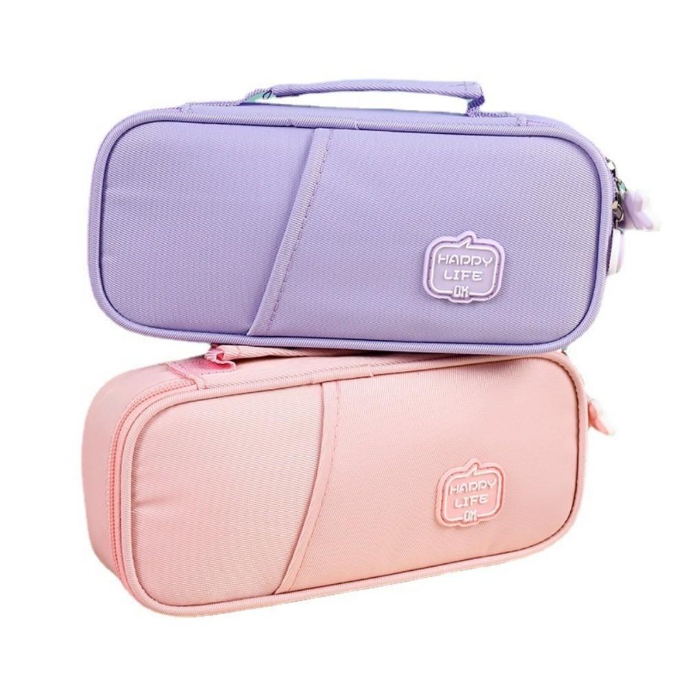 Canvas Pencil Cases Pen Slot Stationery Storage Pouch Durable Students Pen Bag School Supplies