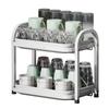 Multifunctional Living Room Drainage Cup Holder Desktop Dustproof Storage and Storage Rack Double Layer Air Cup Holder with Water Tray Tea Cup Holder