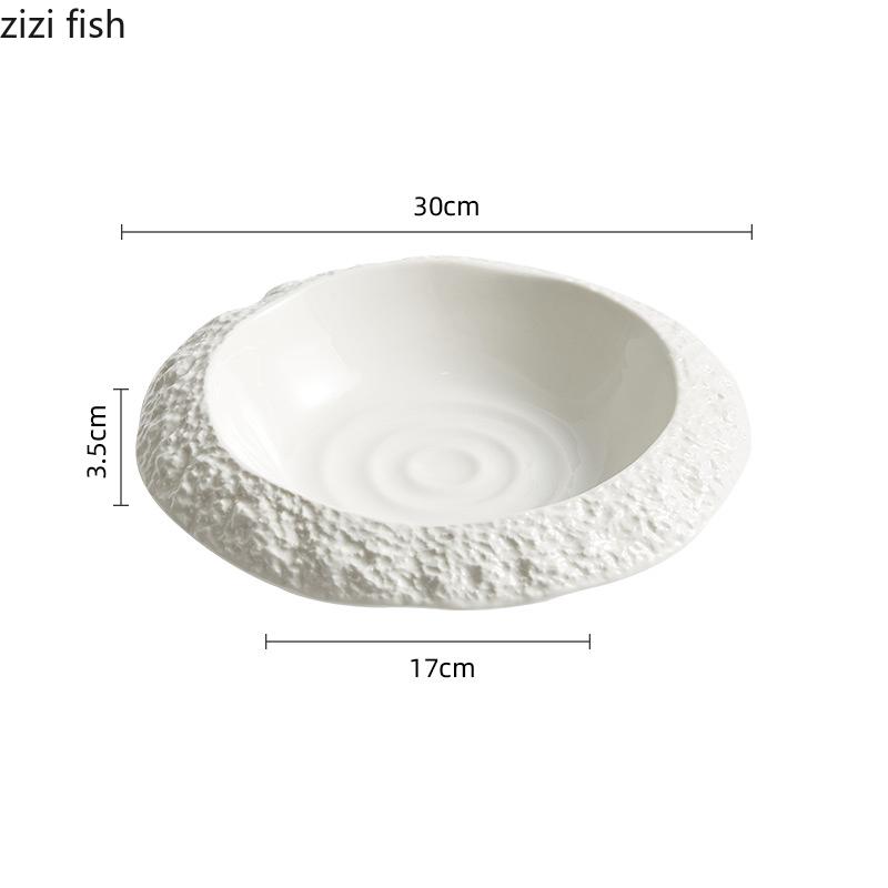 Узорчатая обеденная тарелка Керамическая однотонная столовая посуда Супница Салатницы Ресторан Простая тарелка для суши Стейк Поднос для закусок Десерт
