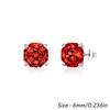 925 Sterling Silver Rhodium/Platinum Plated Trendy Sparkling Colorful Octagon Zircon Rose Cut Unisex Stud Earrings Women Gift