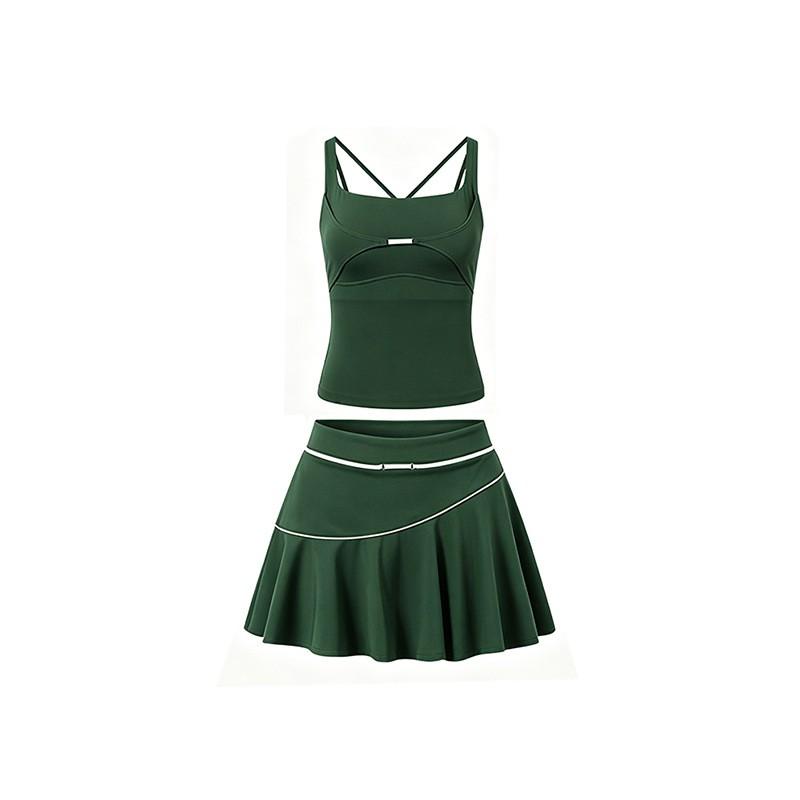 Womens Tennis Outfit Set Quick-Dry Supportive Racerback Skort Sports Wear Badminton Yoga Running