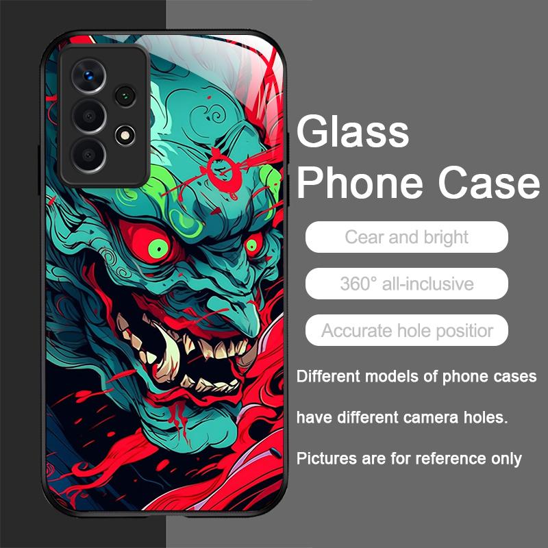Закаленное Стекло Чехол для Телефона для Huawei Honor 200 100 90 Mate 50 40 Pro Nova 12 11 10 SE P30 P40 5G Япония Призрачное Лицо Самурай Чехол