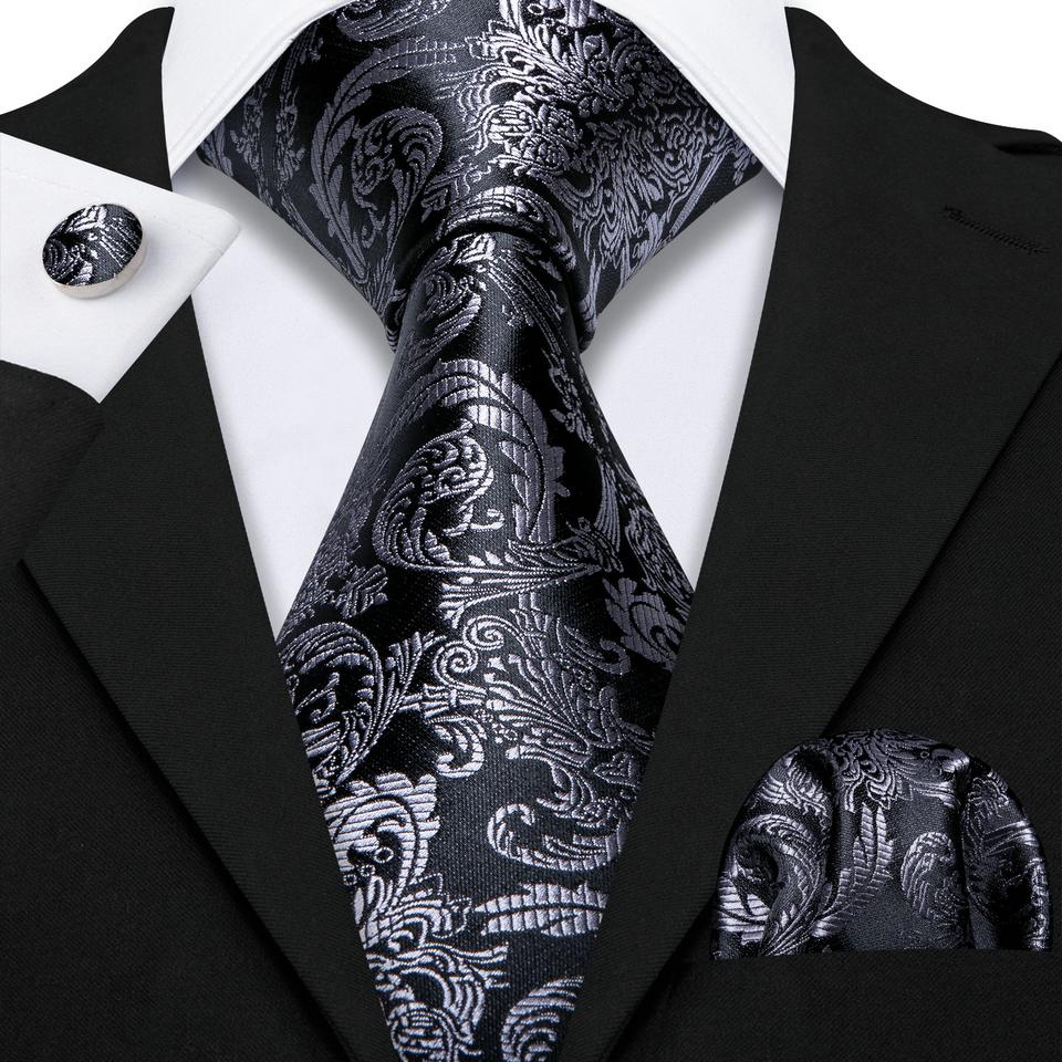 Мужской галстук Barry.Wang, жаккардовый шелковый галстук с узором пейсли, набор квадратных запонок с карманом