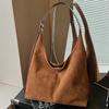 Laid-back Style Large-capacity Suede Bag, Simple Single-shoulder Underarm Bag, Retro Commuter Tote Bag