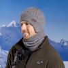 Winter Plus Fluff Hat Scarf Two-Piece Set Men's Outdoor Riding Thermal Head Cover Ear Protection Knitting Woolen Cap