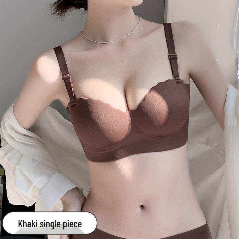 Нескользящий бесшовный комплект нижнего белья пуш-ап без бретелей для маленькой груди
