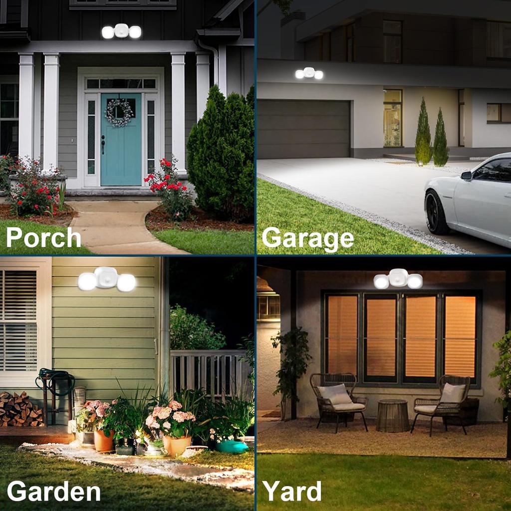 Battery-Operated Motion Sensor Lights Outdoor, Wireless LED Flood with Detector Activated Security Lightfor Outside House Garage, Battery Operated