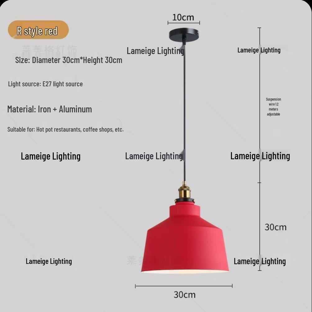 Красная ретро скандинавская индустриальная люстра - Идеально подходит для магазинов молочного чая, баров, ресторанов и кафе.