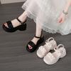 Platform Soft Leather Sandals Female 2025 New Summer Casual Fairy Style Versatile Thick Heel Beach Sandals