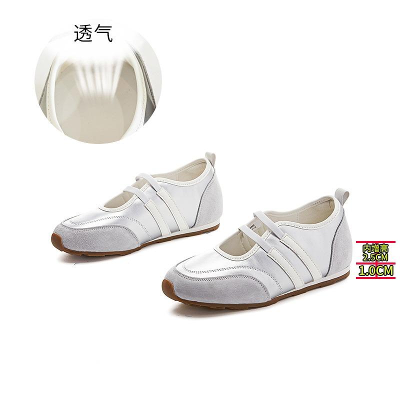 Inner height increase 2.5cm leather Mary Jane shoes women's summer new flat bottom shallow mouth versatile women's shoes