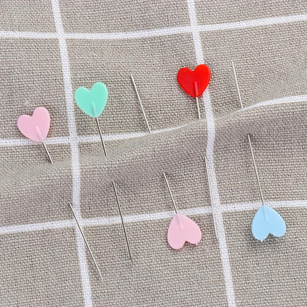 100PCS Craft Needles Colorful Mini Love Heart Quilting Sewing Pin Patchwork