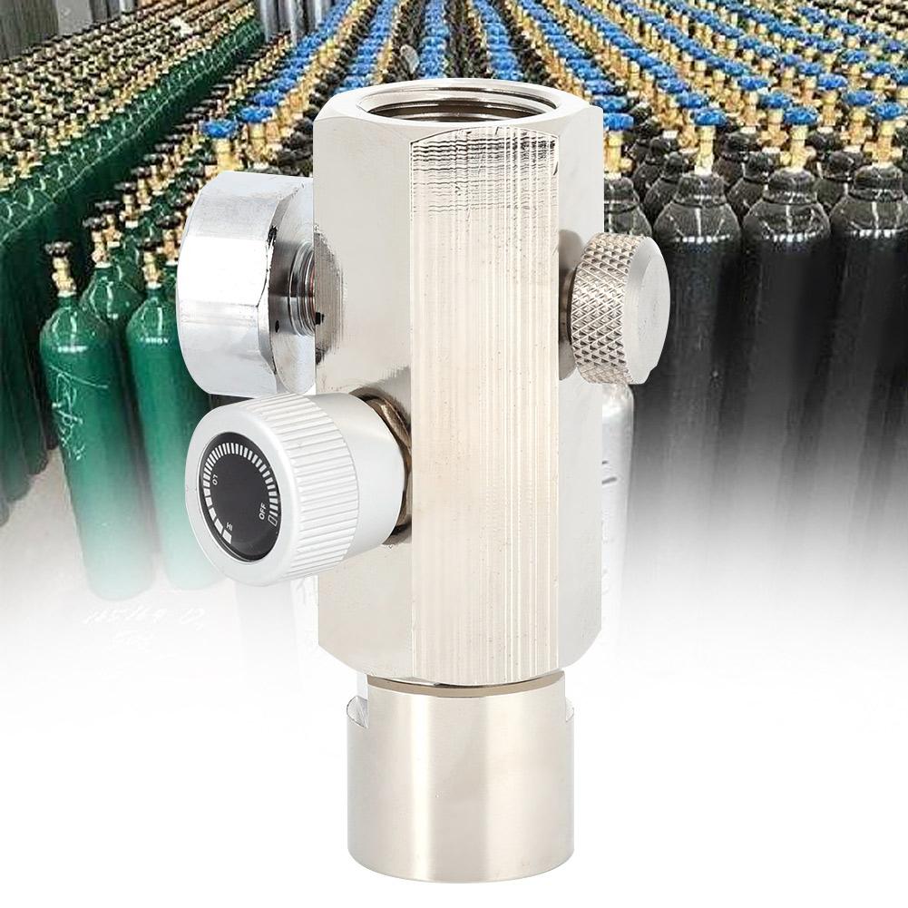 DIN477 Cylinder Soda Adapter with 3000psi Gauge Female TR21-4 Silver Connector for SodaStream