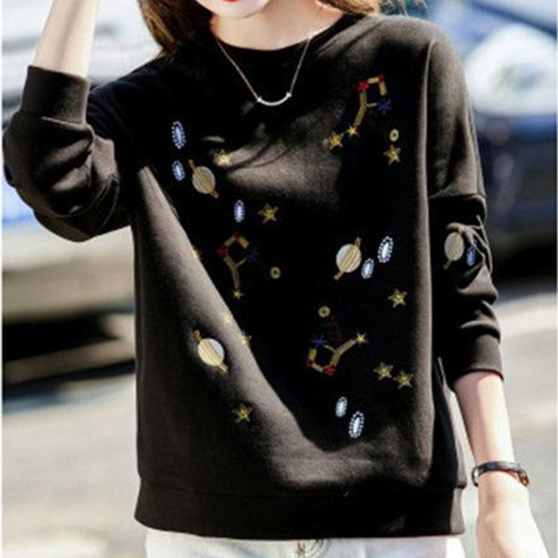 Вышитая одежда с длинными рукавами, корейский стиль, толстовка с капюшоном, женская модная верхняя одежда на весну