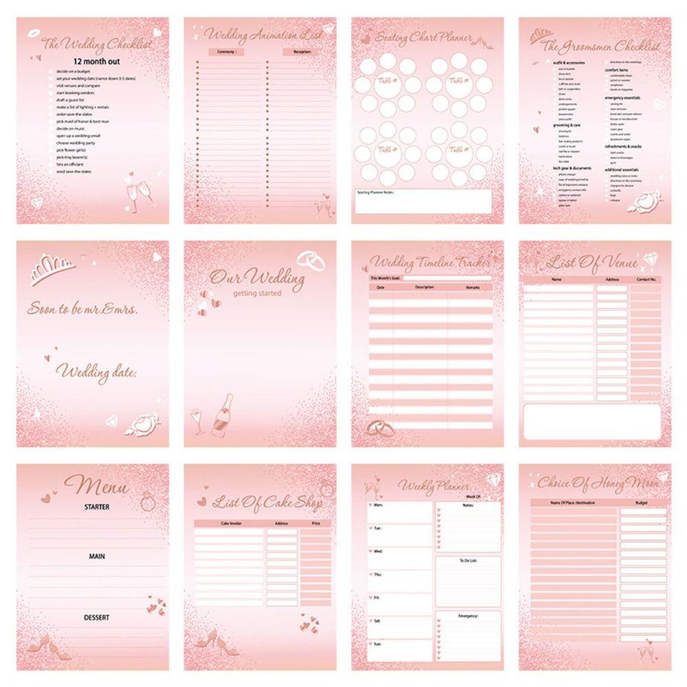 Checklist Detailed Wedding Planning Book Thick Paper Sparkling Bridal Organizer  Habit Tracker