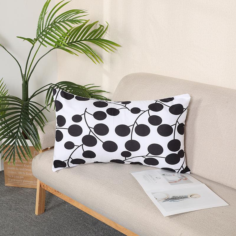 Nordic Rectangular Pillow Black Geometric Cushion Living Room Sofa Chair Pillowcase Pillow Case Suede Geometric Pattern