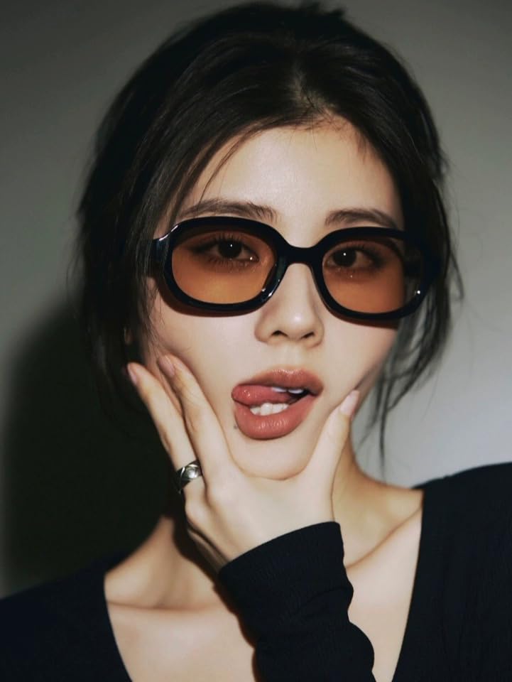 Фейхоа Большие Овальные Солнцезащитные Очки в Черной Оправе с Коричневыми Линзами Шикарные Унисекс Черные Прозрачные [meSmart] (Черно-коричневый)