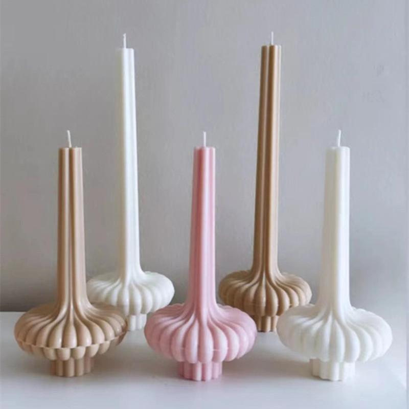 DIY Aesthetic Ribbed Pillar Candle Mold for Making Wedding Tall Striped Taper Soy Wax Sculptural Column Acrylic Plastic Mould