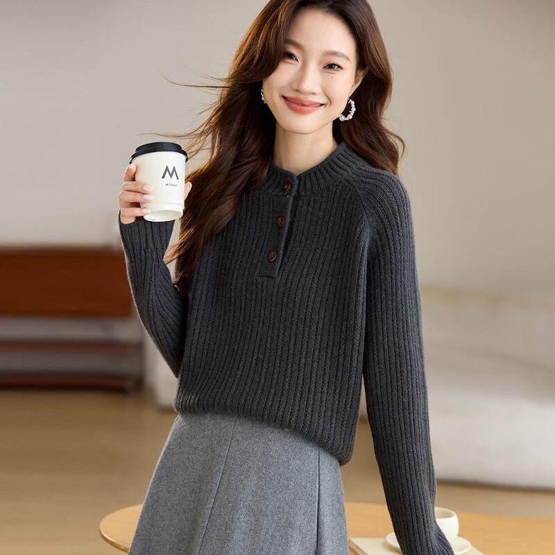 Srcr Women's 100% Wool Ribbed Knit Sweater