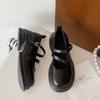 Маленькие кожаные туфли женские новые летние с круглым носком ретро платформа толстый каблук модные туфли Мэри Джейн