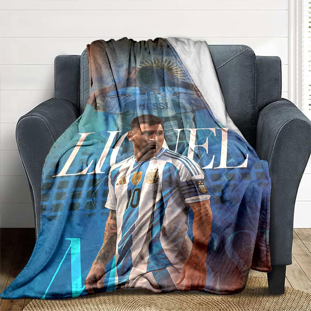Messi's Golden Legacy Blanket Warmthful Decor Suitable for Bedding Couch Seaside Four Seasons Universal Modern Style