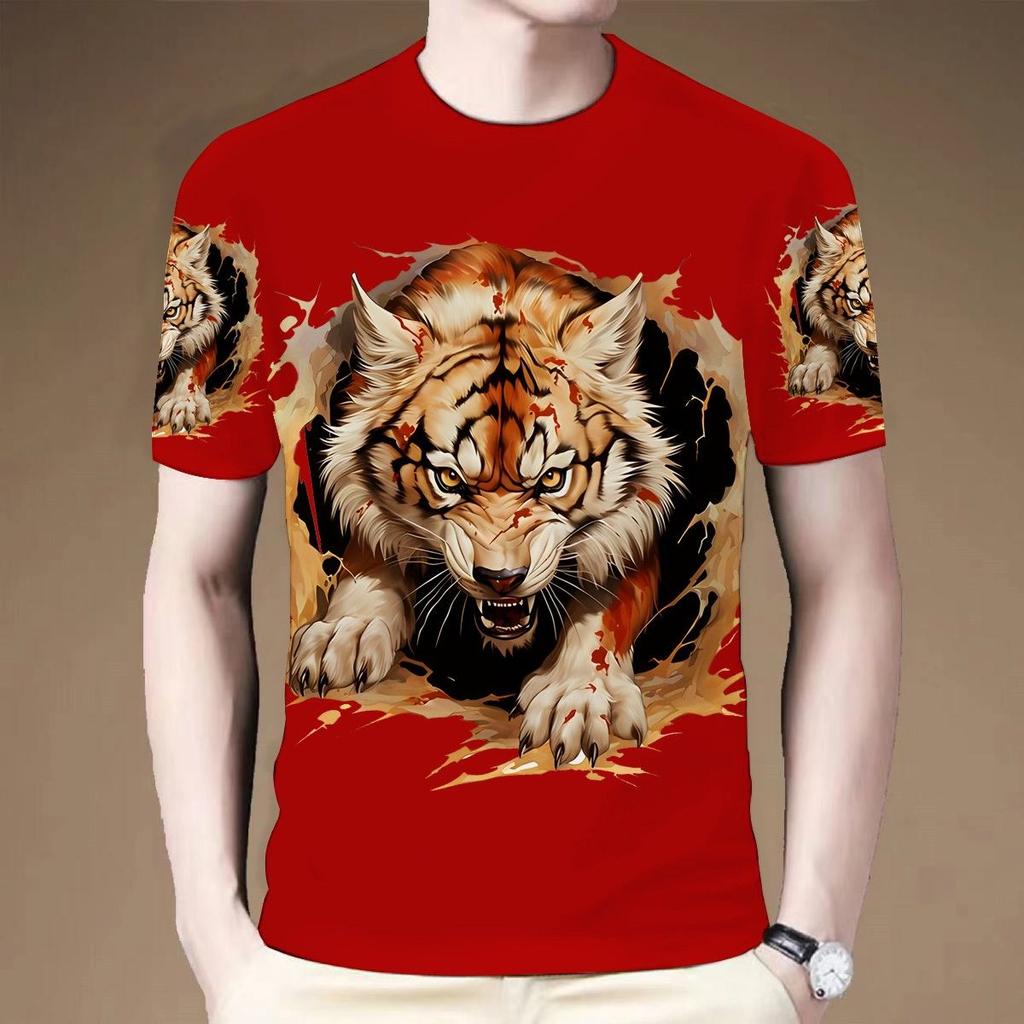 Год Дракона, год лета, одежда с короткими рукавами, знаменитости, напечатанная в интернете, с круглым вырезом