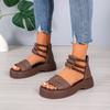 Ladies Shoes On Sale 2024 High Quality Open Toe Women's Sandals Summer Rome Solid Zipper Platform Casual Large Size Sandals