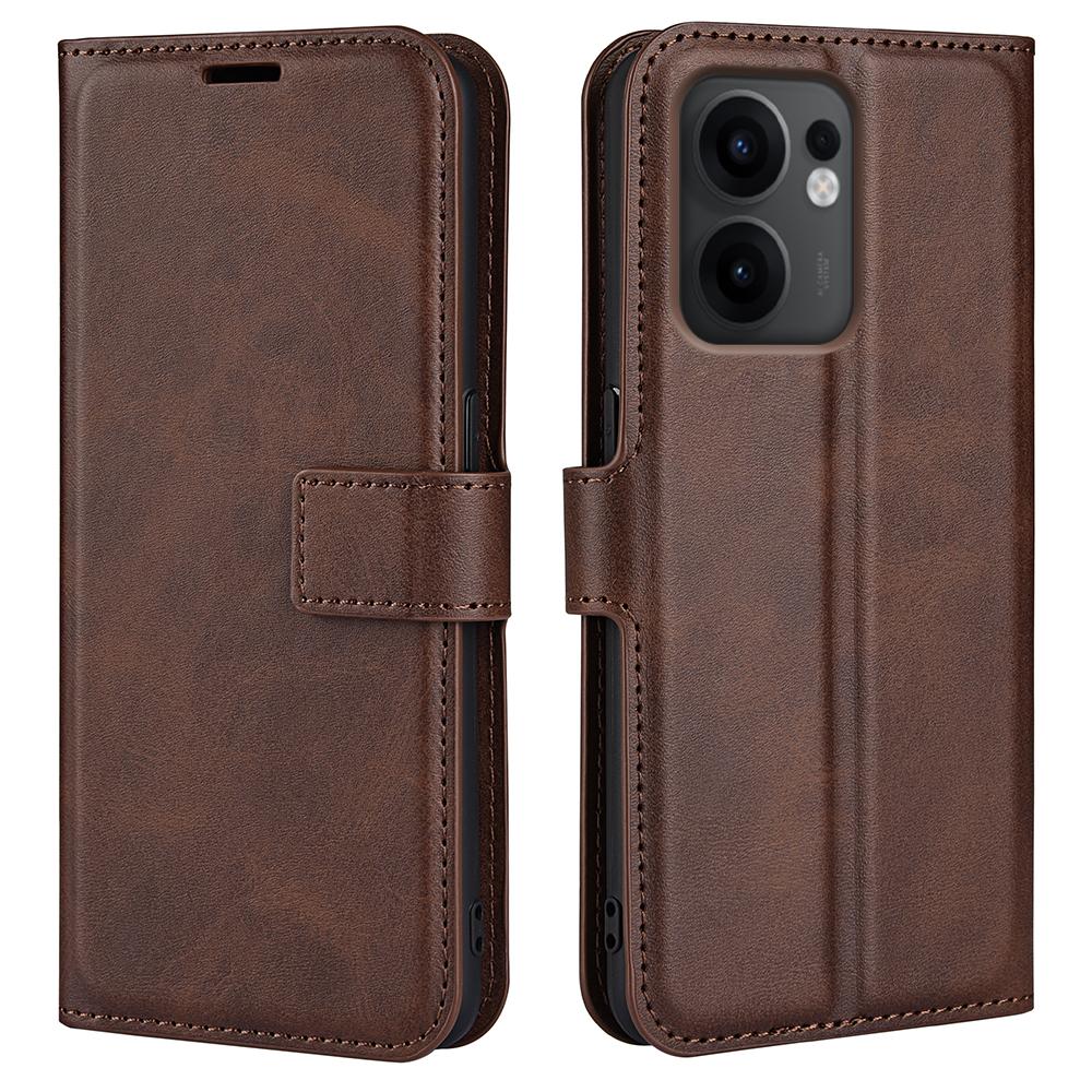 For Oppo Reno13 F 5G Stand Case Anti-Scratch Calf Texture Leather Phone Cover