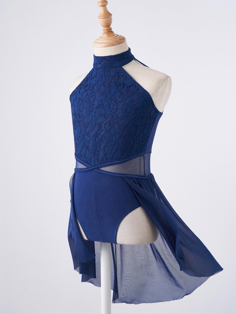 Детское гимнастическое танцевальное платье без рукавов для девочек, купальник в стиле пэчворк с неровным подолом, танцевальная одежда, костюм